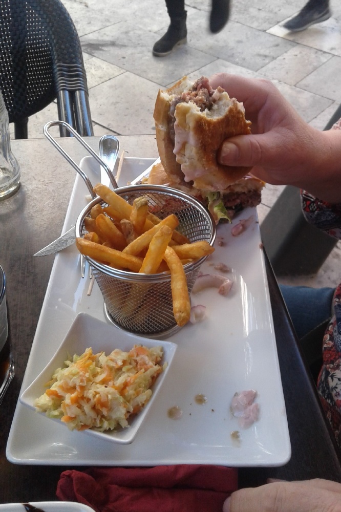 Burger and fries sampling in Budapest